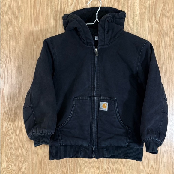 Carhartt Kids Black Duck Canvas Quilted Lining Hooded Coat